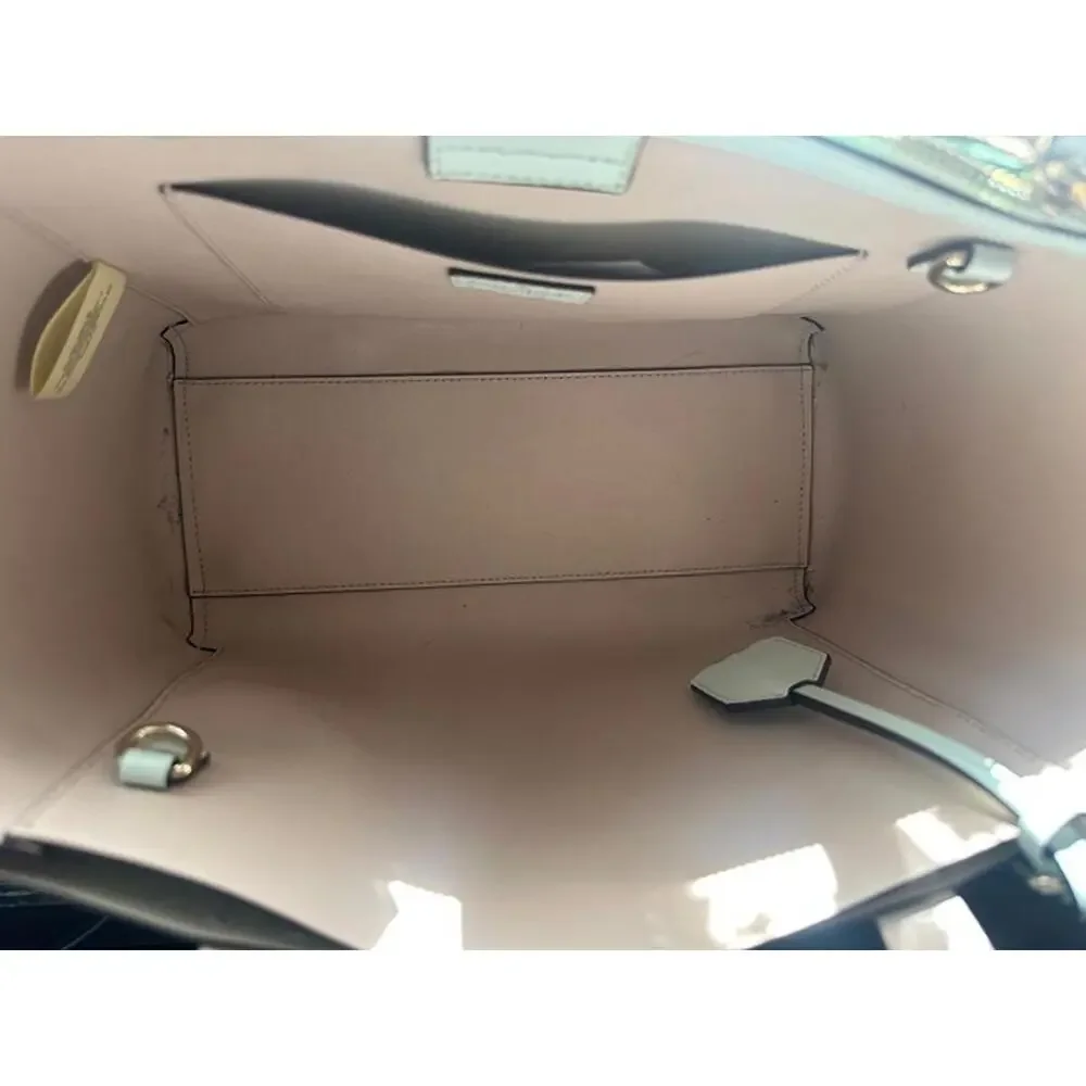 Kate Spade New York Light Blue Leather Tote Bag Satchel Purse - Picture 4 of 8